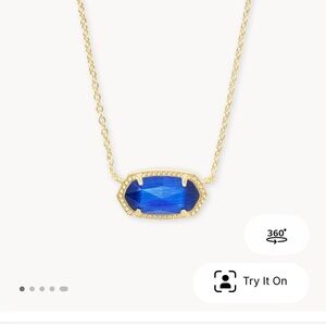 Kendra Scott Blue and Gold Necklace with Oval Pendant